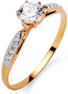 Кольцо с 9 кристаллами swarovski из красного золота