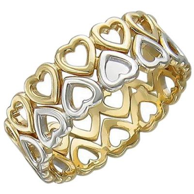 Кольцо Сердечки из комбинированного золота