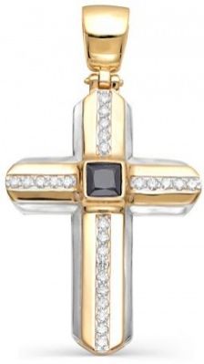 Крестик с сапфиром и бриллиантами из красного золота