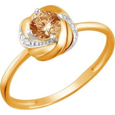 Кольцо с 9 фианитами из красного золота