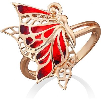 Кольцо Бабочка из красного золота