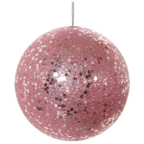 Елочный шар в блестках, 10 см, розовый