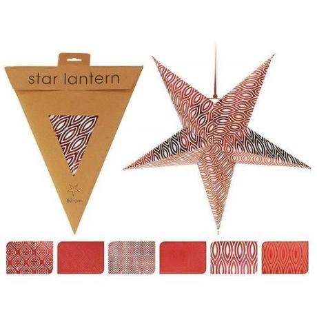 Подвесная звезда с орнаментом, 60 см, красная, в ассортименте