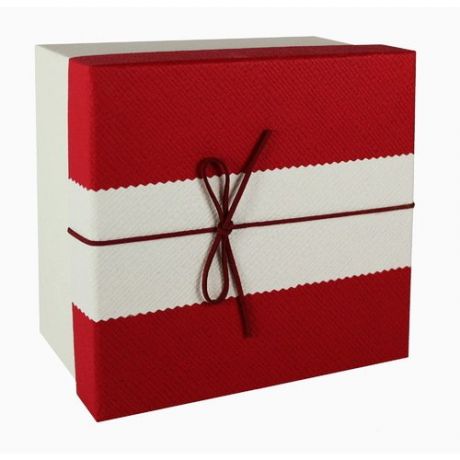 Коробка с бантиком, средняя, 18 х 18 х 8 см, красно-бежевая
