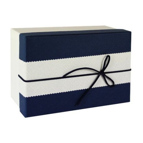 Коробка с бантиком, маленькая, 16 х 16 х 7 см, сине-бежевая