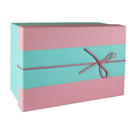 Коробка с бантиком, большая, 20 х 20 х 10 см, розово-голубая
