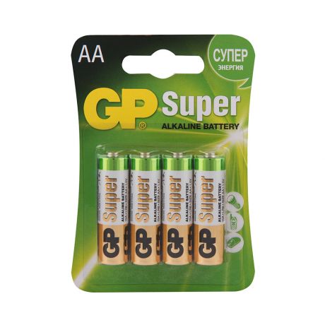 Батарейка GP Batteries Super АА пальчиковая LR6 1,5 В (4 шт.)