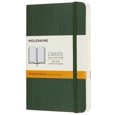 Блокнот "Classic" Soft" Pocket, 96 листов, в линейку, 9 х 14 см, зеленый