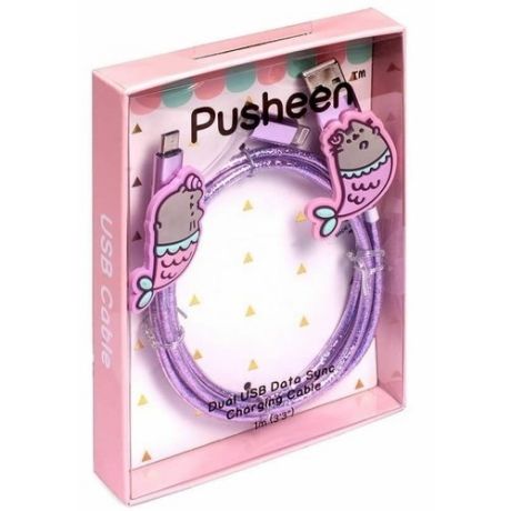 Кабель для зарядки телефона "Pusheen", 1 м, фиолетовый