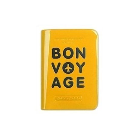 Обложка для паспорта "Bon Voyage", 10,5 х 14,3 см, желтая