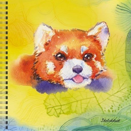 Скетчбук "Красная панда. Акварель" 50 листов, 100 г/м2, 16,5 х 16,5 см