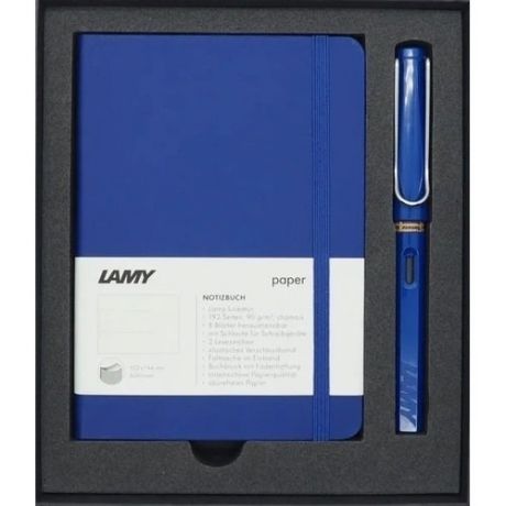 Набор: ручка перьевая "Safari F", синяя + записная книжка А5, 192 страницы, синяя