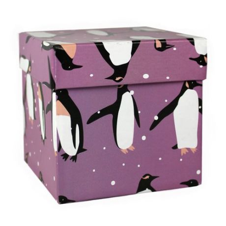 Коробка подарочная "Пингвины", 9,5 х 9,5 х 9,5 см