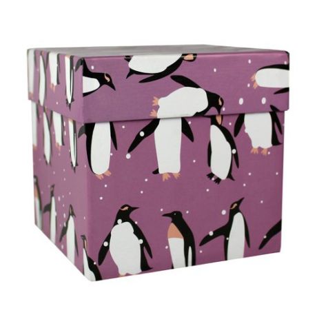 Коробка подарочная "Пингвины", 12,5 х 12,5 х 12,5 см