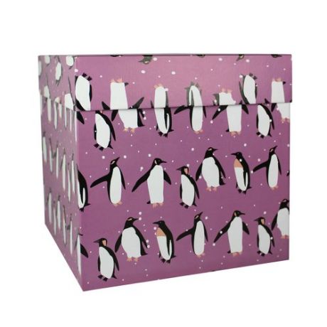 Коробка подарочная "Пингвины", 22,5 х 22,5 х 22,5 см