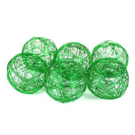 Набор проволочных шаров, 8 см, 6 шт., зеленые
