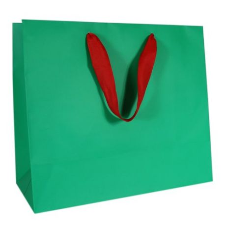 Пакет подарочный, 30 x 26 x 13,5 см, зеленый