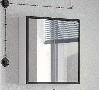 Зеркальный шкаф 60х70 см белый глянец/черный Corozo Айрон SD-00000392