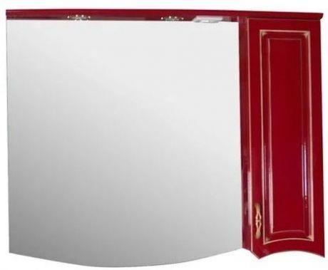 Зеркальный шкаф 102,6х87,9 см красный золотая патина ASB-Woodline Эмили