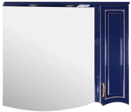 Зеркальный шкаф 102,6х87,9 см синий золотая патина ASB-Woodline Эмили