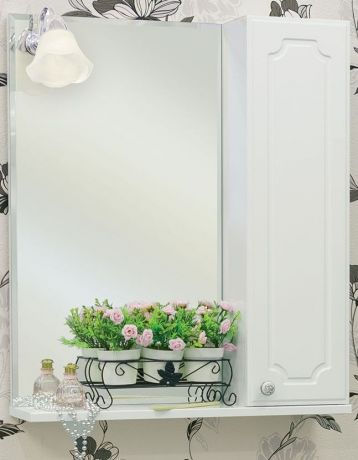Зеркальный шкаф 60х72,8 см белый глянец R Sanflor Ксения H0000000115
