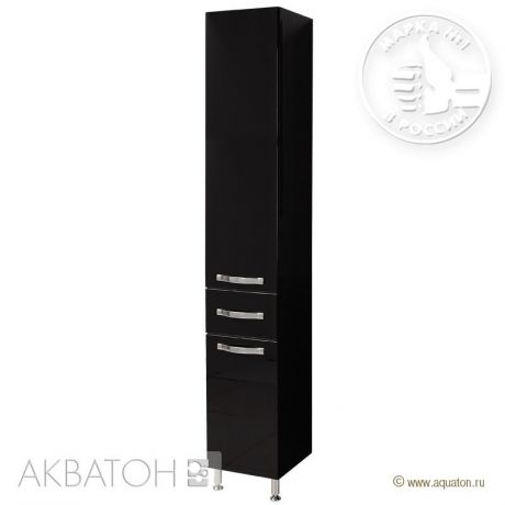 Шкаф-колонна Ария Н чёрный глянец Aquaton 1A124303AA950