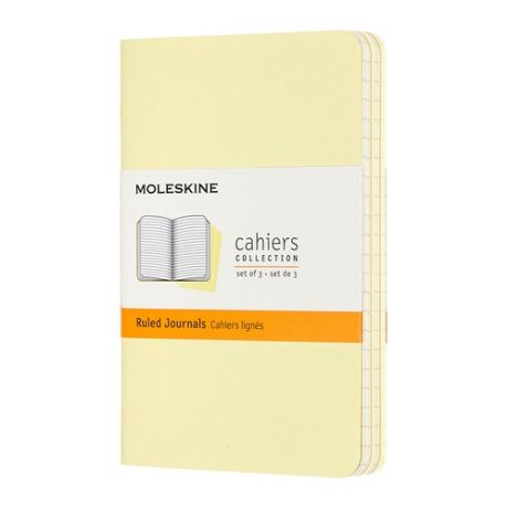 Блокнот Moleskine CAHIER JOURNAL Pocket 90x140мм обложка картон 64стр. линейка нежно-желтый (3шт) 9 шт./кор.