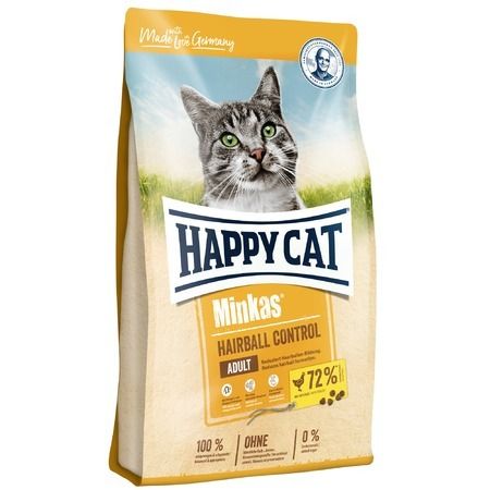 Happy Cat Сухой корм Happy Cat Minkas Hairball Control для взрослых кошек для выведения шерсти из желудка с птицей - 10 кг