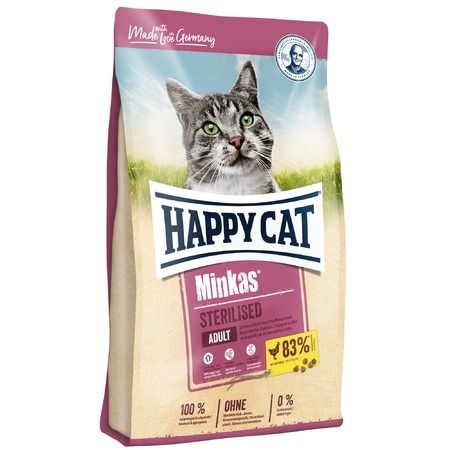 Happy Cat Сухой корм Happy Cat Minkas Sterilised для взрослых стерилизованных кошек с птицей - 1,5 кг