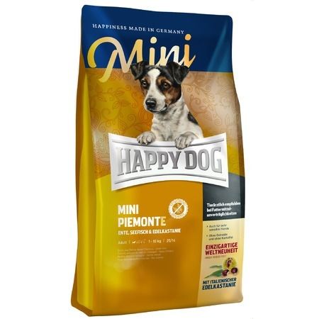Happy Dog Сухой корм Happy Dog Supreme Sensible Mini Piemonte для собак мелких пород при пищевой аллергии и чувствительном пищеварении с уткой, морской рыбой и каштаном