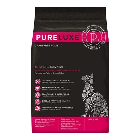 PureLuxe Сухой корм PureLuxe для нормализации веса у кошек с индейкой и лососем