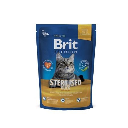 Brit Сухой корм Brit Premium Cat Sterilised для стерилизованных кошек с уткой, курицей и куриной печенью - 800 г