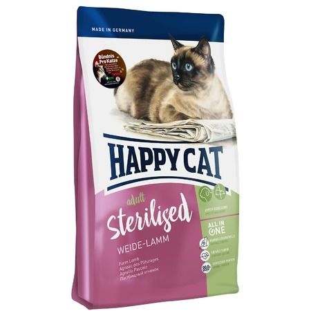 Happy Cat Сухой корм Happy Cat Adult Sterilised Weide Lamm для стерилизованных кошек с ягненком - 4 кг