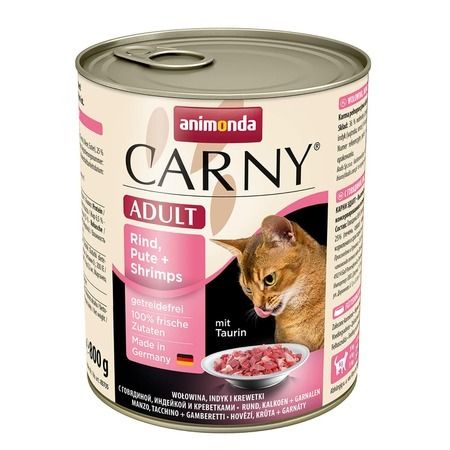 Animonda Влажный корм Animonda Carny для взрослых кошек с говядиной, индейкой и креветками - 800 г