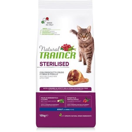Trainer Сухой корм Trainer Natural Sterilised для взрослых стерилизованных кошек с сыровяленой ветчиной - 10 кг