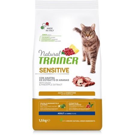 Trainer Сухой корм Trainer Natural Sensitive для взрослых кошек с чувствительным пищеварением и аллергией с уткой - 1,5 кг