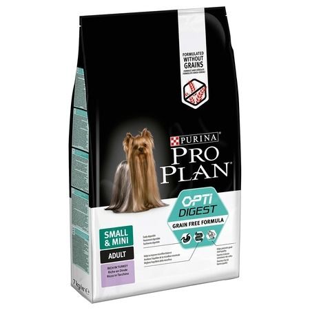 Purina PRO PLAN Сухой беззерновой корм Purina Pro Plan Optidigest Grain Free для взрослых собак мелких пород с чувствительным пищеварением с индейкой - 7 кг