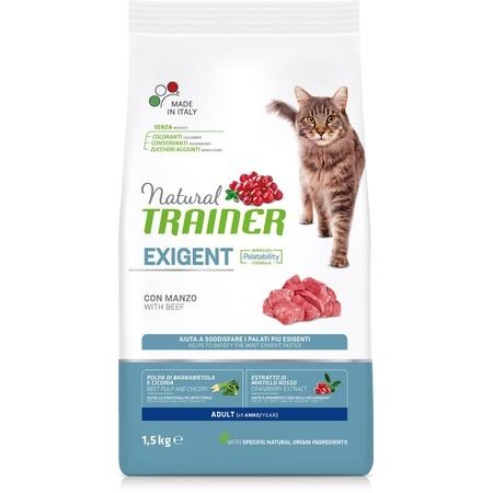 Trainer Сухой корм Trainer Natural Exigent для взрослых привередливых кошек с говядиной - 1,5 кг