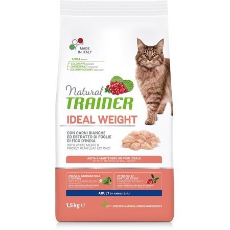Trainer Сухой корм Trainer Natural Ideal Weight для взрослых кошек с избыточным весом с белым мясом - 1,5 кг