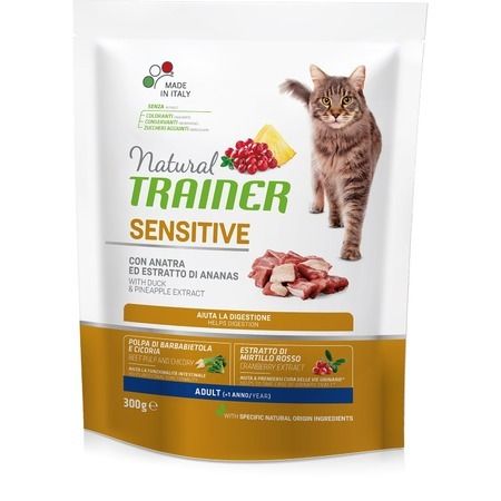 Trainer Сухой корм Trainer Natural Sensitive для взрослых кошек с чувствительным пищеварением и аллергией с уткой - 300 г