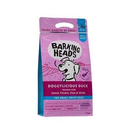 Barking Heads Сухой беззерновой корм Barking Heads Doggylicious Duck для взрослых собак мелких пород с уткой и бататом - 1,5 кг