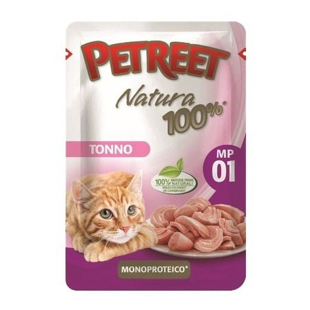 PETREET Влажный корм Petreet Natura для взрослых кошек с тунцом - 70 г