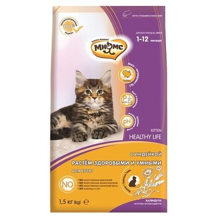 Мнямс Мнямс Kitten сухой корм для котят с индейкой - 1,5 кг