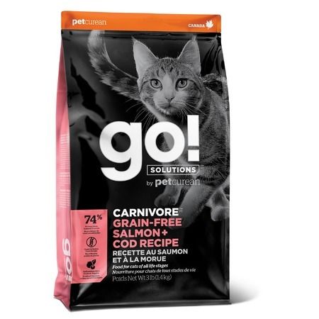 GO! Natural Holistic Сухой беззерновой корм GO! Carnivore GF Salmon + Cod для котят и кошек с лососем и треской - 3,63 кг