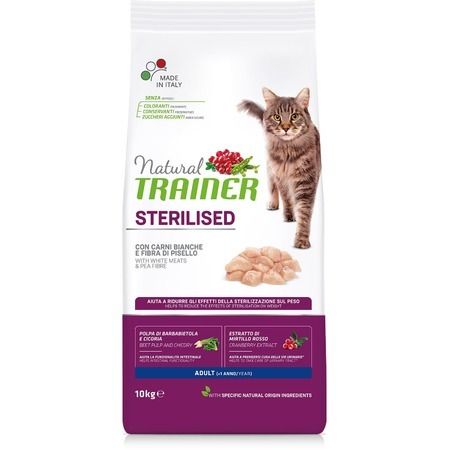 Trainer Сухой корм Trainer Natural Sterilised для взрослых стерилизованных кошек с белым мясом - 10 кг