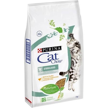 PURINA CAT CHOW Сухой корм Purina Cat Chow Sterilised для кастрированных котов и стерилизованных кошек с домашней птицей - 7 кг
