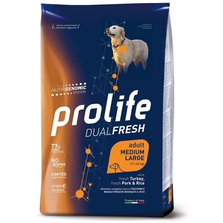 Prolife Prolife Dual Fresh Adult сухой корм для собак с индейкой, свининой и рисом - 12 кг