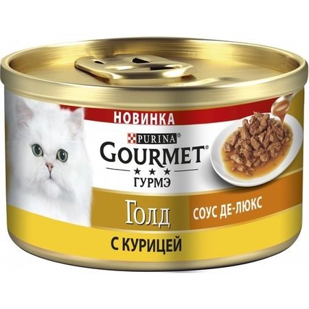 Gourmet Влажный корм Gourmet Gold Соус Де-Люкс для взрослых кошек с курицей в роскошном соусе - 85 г