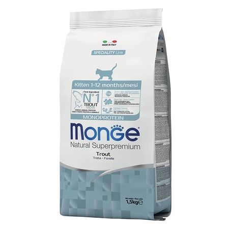 MONGE Сухой корм Monge Kitten Monoprotein для котят с форелью - 1,5 кг