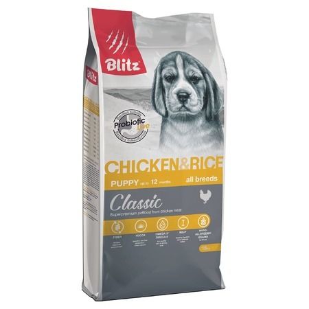 BLITZ Сухой корм Blitz Puppy Chicken & Rice для щенков с курицей и рисом - 15 кг